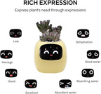 Smart Plant Pot with Expression, AI Intelligent Flower Pot for Indoor Decoration, Smart Garden Pot with Water/Light/Temperature Sensors, Ivy AI Planter ((Yellow)