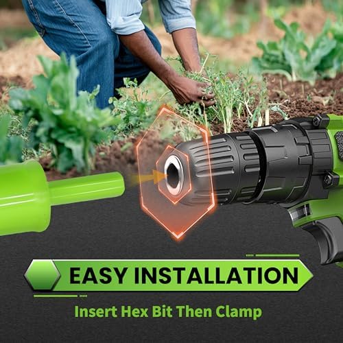 Green Garden Auger Drill Bit for Planting, 4"x12" Post Hole Digger & Bulb Planter Tool, Fits 3/8" Hex Drive Drill, for Seeds, Flowers, Tree Roots, Fence Posts and so on