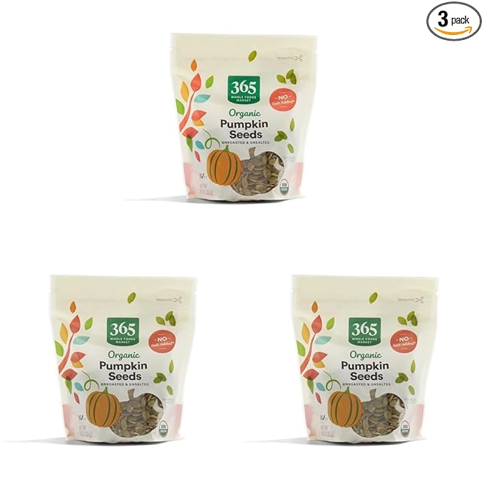 365 by Whole Foods Market, Organic Pumpkin Seeds, 8 Ounce (Pack of 3)