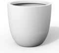 Kante 18 Inch Dia Round Concrete Planter, Indoor Outdoor Large Plant Pot with Drainage Hole and Rubber Plug for Home Patio Garden, Pure White