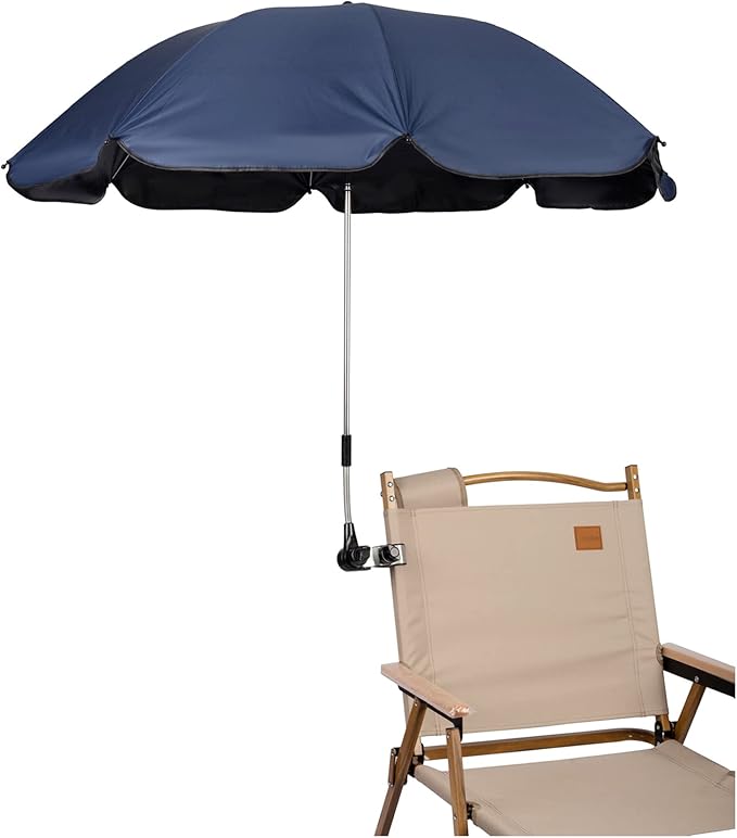 Chair Umbrella with Clamp,46 inches UPF 50+ Clip on Parasol for Patio,Beach Chairs,Strollers,Wheelchairs,Golf Carts