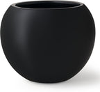 16" H x 20" D Premium Globo Fiberstone Round Planter with Drainage Hole, Smooth Finishes, Weather Resistant for Indoor and Outdoor Use, Included 2 Extra Coco Mats (Black, 13.5" Pot Opening)