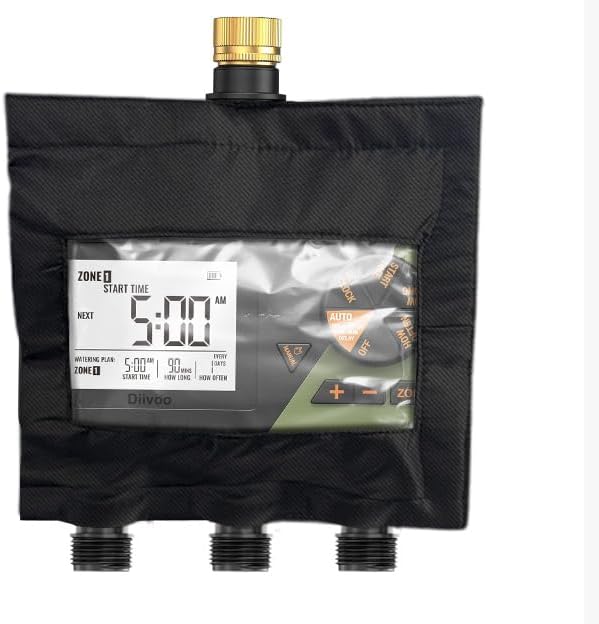 Hose Watering Timer Cover,Heavy Duty 600D Sprinkler Timer Cover for 2-3 Outlet Hose Faucet Timer,with Clear Front Window.(Only Cover)