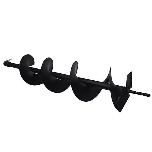 6-in Earth Auger Drill Bit, Garden Plant Flower Auger Rapid Planter Compatible Gas Powered Post Fence Hole Digger with 3/4 Shaft