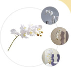 White Phalaenopsis Orchid Artificial Flower Bouquet Faux Orchid Stems Realistic Simulated Flower Decoration for Living Room Dining Table Home Décor