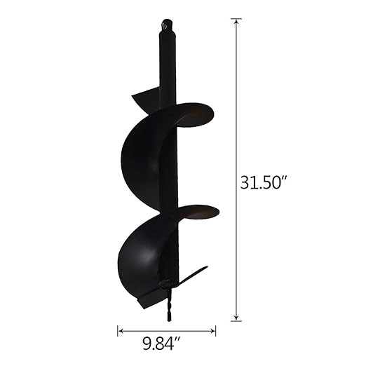 10-in Earth Auger Drill Bit, Garden Plant Flower Auger Rapid Planter Compatible Gas Powered Post Fence Hole Digger with 3/4 Shaft