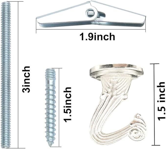 6 Sets White Ceiling Hooks for Hanging Plant, Heavy Duty Swag Toggle Hooks with Hardware (Silver)