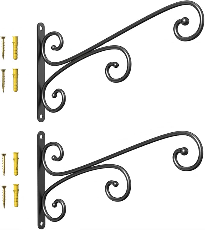 2 Pack Plant Hangers, Metal Plant Hooks for Wall, Plant Hanger Hook, Indoor/Outdoor Hanging Brackets, Hanging Basket Hooks