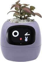 Smart Plant Pot with Expression, AI Intelligent Flower Pot for Indoor Decoration, Smart Garden Pot with Water/Light/Temperature Sensors, Ivy AI Planter (Purple)