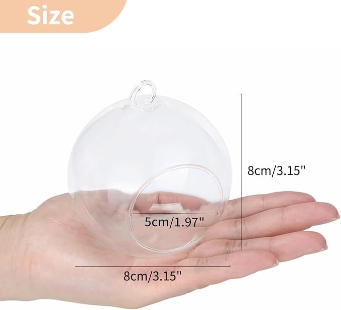 Nuptio 8 Pcs 3.15"/ 8cm Hanging Glass Tealight Holder Globe Plant Terrariums Glass Orbs Air Plants Tea Light Candle Holders Home Decor Indoor Outdoor Garden (6 Pcs + 2 Pcs)
