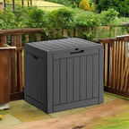 PatioZen 31 Gallon Resin Deck Box, Lockable Patio Outdoor Storage Box for Furniture, Garden Tools and Tools Storage, Waterproof Outside Storage Boxes - Black