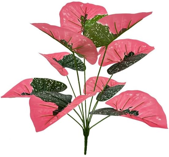 Artificial Caladium Plant with Red and Green Leaves, Red Leaf Artificial Plants Decoration Simulated Bonsai Potted Decor Home Room Party Wedding Office Floor(Rosered(No Flowerpot), 60cm)