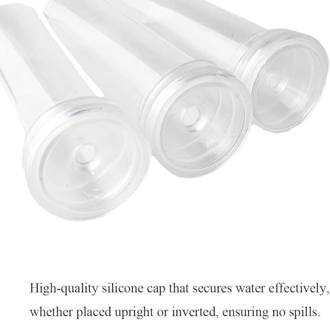 HAHIYO 10PCs 4.3X1.5inch 60ml Transparent Plastic Floral Tubes Floral Water Tubes Flower Vials with Silicone Cap for Plants Fresh Flowers Arrangement Decoration Milkweed Cutting Florist Supplies