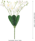 Artificial Phalaenopsis Orchid Branches Faux Butterfly Orchid Stems White Real Touch Artificial Flower Arrangement for Home Living Room Office Decoration