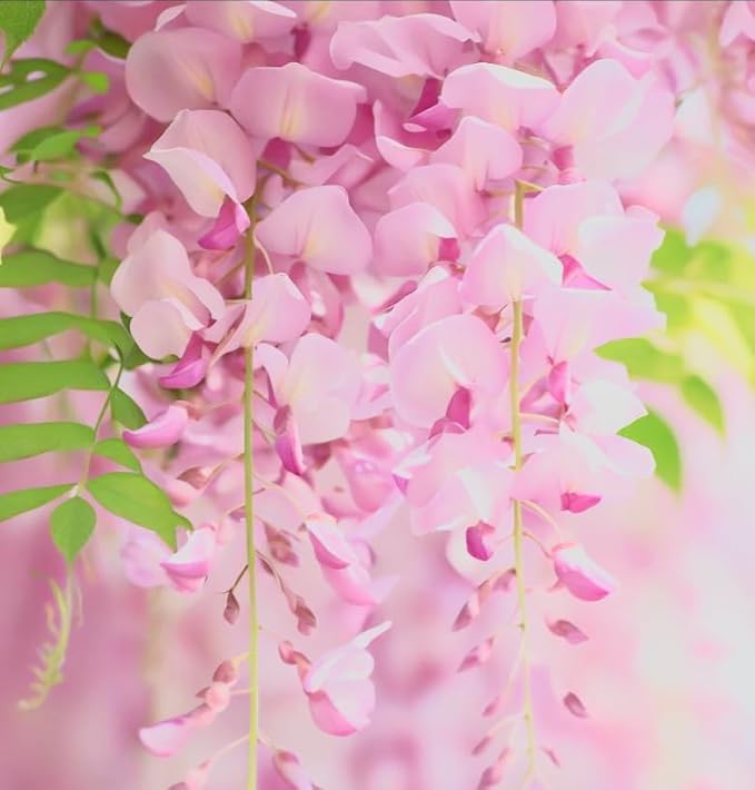 Pink Wisteria Vine Live Plant – Fragrant 18" Flowers,1-Year in Pot, Hummingbird Magnet