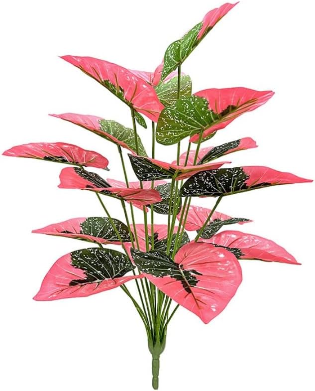 Artificial Caladium Plant with Red and Green Leaves, Red Leaf Artificial Plants Decoration Simulated Bonsai Potted Decor Home Room Party Wedding Office Floor(Rosered(No Flowerpot), 75cm)