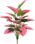 Artificial Caladium Plant with Red and Green Leaves, Red Leaf Artificial Plants Decoration Simulated Bonsai Potted Decor Home Room Party Wedding Office Floor(Rosered(No Flowerpot), 75cm)
