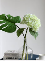 Buart 3PCS Long Stem Big Size Flowers Artificial Silk Hydrangea Lifelike Flowers Real Touch Green Artificial Flowers Wedding Shower Bride Bouquets Office Living Room Table Decorations (21 Inch)