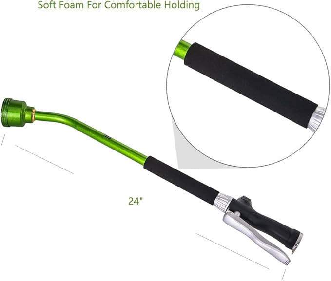 GREEN MOUNT Watering Wand, 24 Inch Sprayer Wand with Superior Stainless Head, Perfect for Hanging Baskets, Plants, Flowers, Shrubs, Garden and Lawn