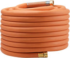 WiseFlow Garden Hose 100FT x 5/8", Heavy Duty Rubber Hose, Water Hose with Five Layered Braiding, Male Female Fittings, 1000PSI Burst, 300PSI Working (Orange)