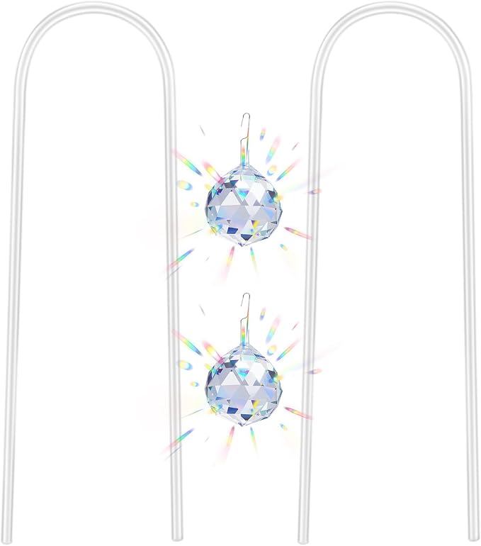 eZAKKA U-Shaped Acrylic Plant Trellis, 2 Pcs Hoya Trellis for Supporting Potted Climbing Plants Potted Ivy Indoor Outdoor with 2PCS Crystal Sun Catcher,4.7 x 11.8in