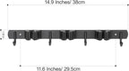 voze 3 Racks and 4 Hooks Mop and Broom Holder Wall Mount, Self Adhesive Heavy Duty Broom Organizer Storage Tool Racks for Kitchen Garden Laundry Garage