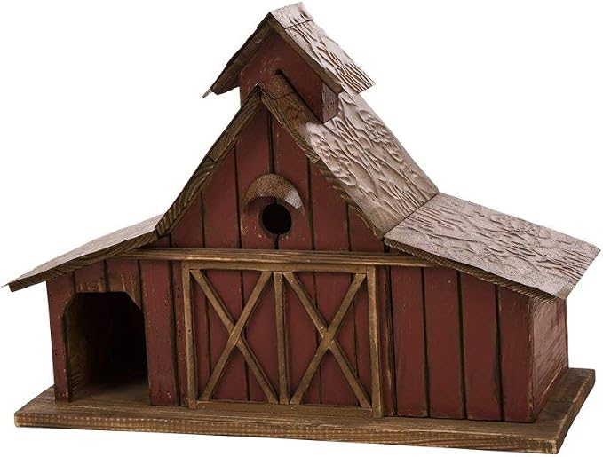 Glitzhome Bird Houses for Outdoors, 20.67" H Rustic Wooden Bird House Barn Design Hand Painted Birdhouse Extra-Large Bird Houses for Outsides