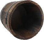 MY MIRONEY Plant Pots, Vintage Wooden Barrel Planter - Solid Rustic Garden Flower Pot with Metal Handles & Frame for Indoor Planter, Office Home Decor, Garden Home Plants, 5.91" x 4.72"