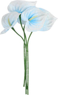 uxcell 4Pcs 11inch Artificial Anthurium Lily Flowers, Permanent Flower Bouquet for Home Arrangements Wedding Festival Decoration Crafts Store Decor Accessories, Light Blue