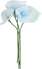 uxcell 4Pcs 11inch Artificial Anthurium Lily Flowers, Permanent Flower Bouquet for Home Arrangements Wedding Festival Decoration Crafts Store Decor Accessories, Light Blue