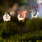 Farm Animal Solar Garden Lights,3Pack Waterproof Decorative Solar Stake Light,Decorative Statues Figurine Lights for Lawn Patio Pathway for Outside