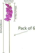 FagusHome 32 Inch Artificial Phalaenopsis Flowers 6 Pcs Artificial Orchid Flowers Stem Plants for Home Décor (Purple)