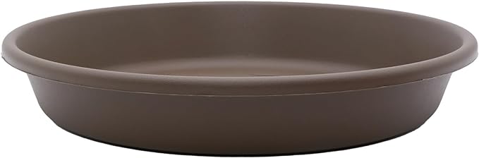 The HC Companies 12 Inch Round Plastic Classic Plant Saucer - Indoor Outdoor Plant Trays for Pots - 12.5"x12.5"x2.13" Chocolate