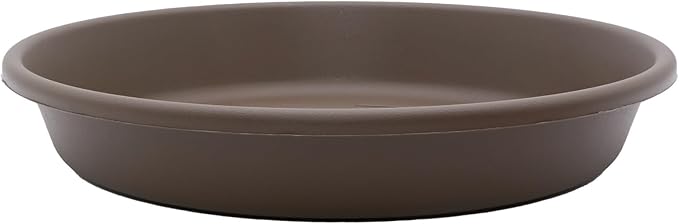 The HC Companies Flower Pot Saucers - Plastic Plant Saucer for Outdoors & Indoors - Traditional Design Plant Pot Trays for Water Drainage - Durable & Stylish Round Plant Tray (10-inch Chocolate)