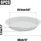 Round Plant Saucer 12 inch,6 Pack Pant Pot Trays, Plant Saucers for Indoors and Outdoors, Seed Starting Tray, Growing Trays,White