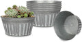 vensovo 7 Inches Silver Metal Rustic Plant Pots - 6Pcs Shallow Galvanized Planters with Drain Hole and Rubber Plug, Rustproof Tin Bucket Succulent Pot Indoor Farmhouse Vintage Style for Decor