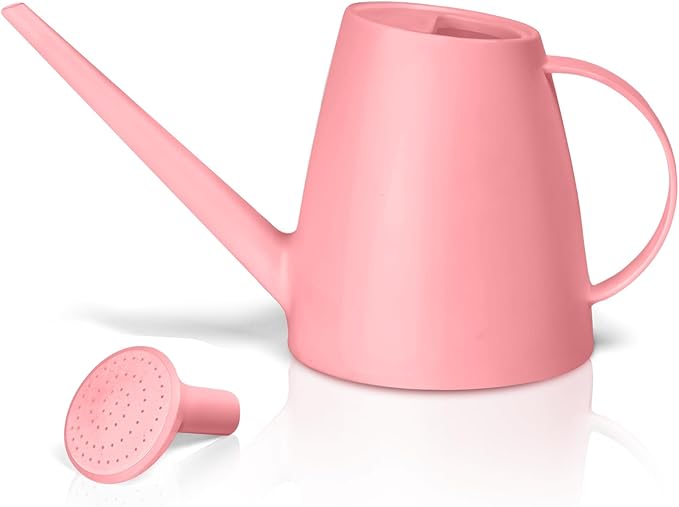 Plastic Watering Can - for Indoor and Outdoor House Plant Garden - with Long Spout - 1/2 Gallon - Pink