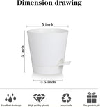 5 Pack 5 inch Self-Watering Pots, African Violets Planter with Drainage Holes and Reservoir, White Plastic Planter for Indoor Outdoor Plants Flowers and Houseplants White, 5 inch 5 pcs