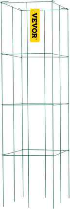 VEVOR Tomato Cages, 14.6" x 14.6" x 39.4", 6 Packs Square Plant Support Cages, Green PVC-Coated Steel Tomato Towers for Climbing Vegetables, Plants, Flowers, Fruits