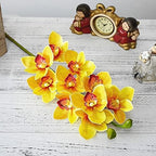 Luxurious Large Branch Real Touch 3D Printing Orchid Artificial Flowers Living Room Decoration Flores Artificiales (Color : Yellow)