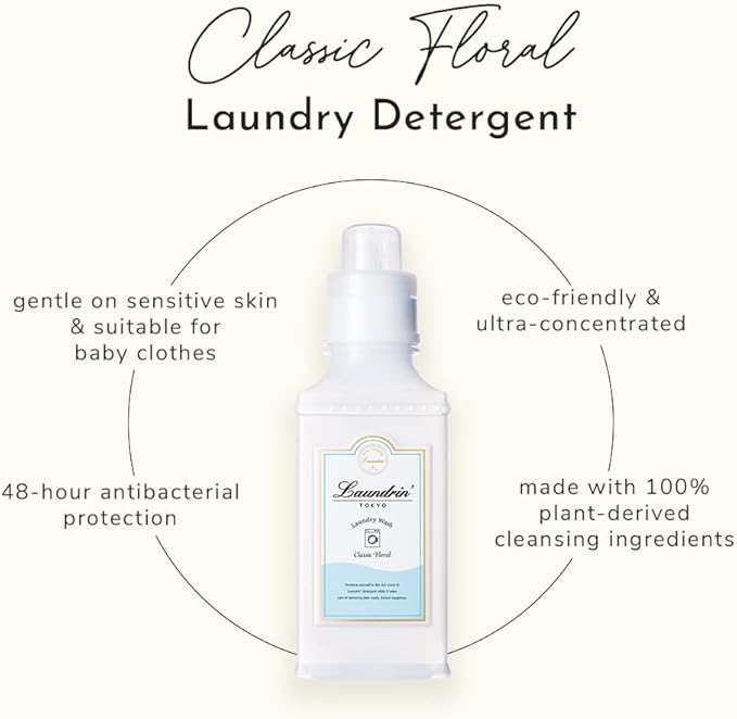 Laundrin Laundry Detergent Classic Floral, 2pk - Gentle Laundry Soap Detergent - Liquid Laundry Detergent - Eco-Friendly & Plant-Based Detergent - Laundry Liquid Soap - Baby Detergent, Baby & Pet Safe