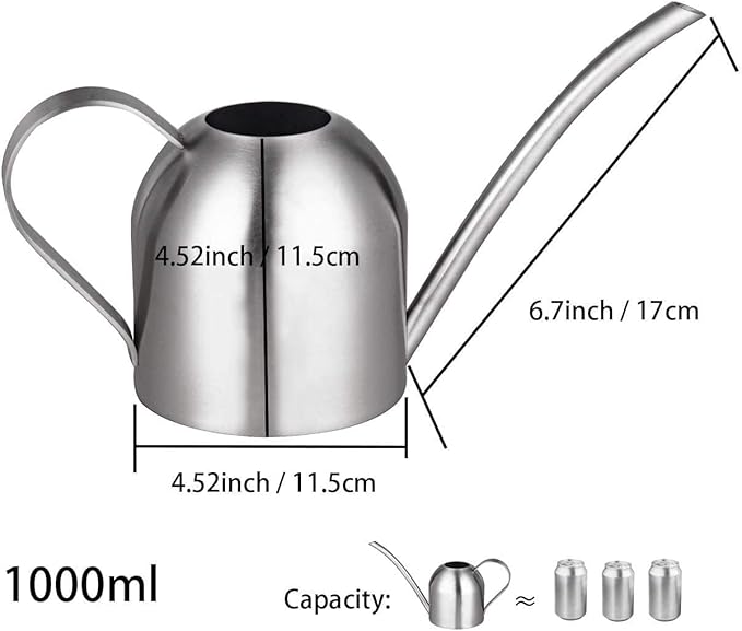 IMEEA Indoor Watering Can for House Plants Stainless Steel Watering Can Metal with Long Spout (33oz/1L)