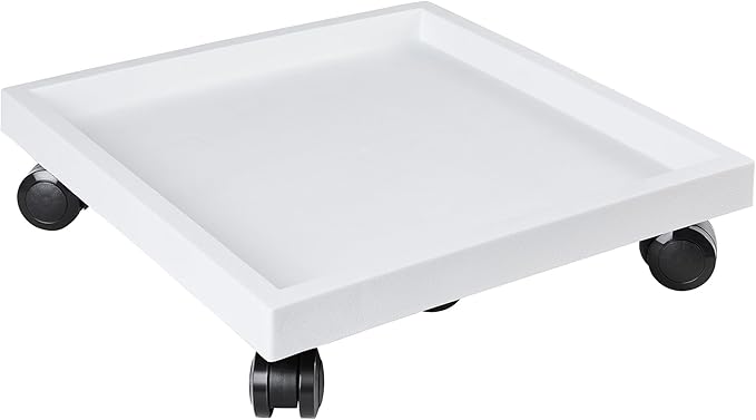 16.5 Inch Square Rolling Plant Caddy Saucer with Wheels, Heavy Duty Wheeled Planter Stand for Potted Plant, Coaster Roller Base Tray with Casters, Flower Pot Dolly Holder for Indoor Outdoor