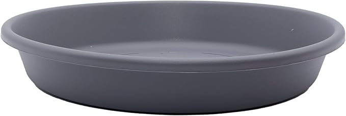 The HC Companies Flower Pot Saucers - Plastic Plant Saucer for Outdoors & Indoors - Traditional Design Plant Pot Trays for Water Drainage - Durable & Stylish Round Plant Tray (14-inch Warm Gray)