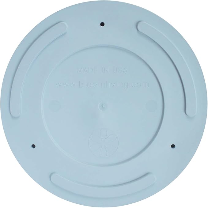 Bloem Mathers 8" Misty Blue Round Modern Resin Garden Planter Pot with Drainage Holes and Removable Saucer Tray Included