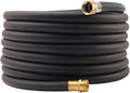 WiseFlow Garden Hose 25FT x 5/8", Heavy Duty Rubber Hose, Water Hose with Five Layered Braiding, Male Female Fittings, 1000PSI Burst, 300PSI Working (Black)