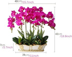 Artificial Flower in Pot Artificial Flower with Vase Orchid Fake Phalaenopsis Faux Plants for Home Layout Decor Living Room Office Decoration 43cm Artificial Plant Flower Arrangement ( Color : White )