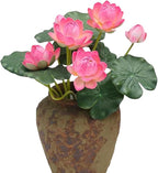 2Pcs Artificial Lotus Flower Decor, 12.5inch 7 Head Water Lilies, Outdoor Pond Plants, Silk Artificial Flower Lotus, Household Living Room and Dining Table Decoration (Pink)