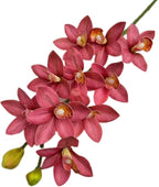 4pcs Artificial Cymbidium Orchid Flower Plant 3D Print Vanda 10 Heads Latex Phalaenopsis Flower (deep Pink)