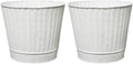 Hosley Metal Planters Pack of 2, Ideal Farmhouse Decor for Floral Arrangements Weddings, Gift Special Events Parties Outdoor Planters White wash 7" Dia x 6" H